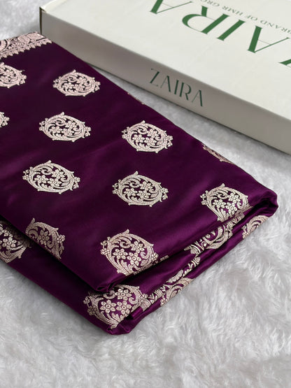 Banarasi Wine Shades Banarasi Boota Pattern Floral Mashru Silk Saree MSM-104