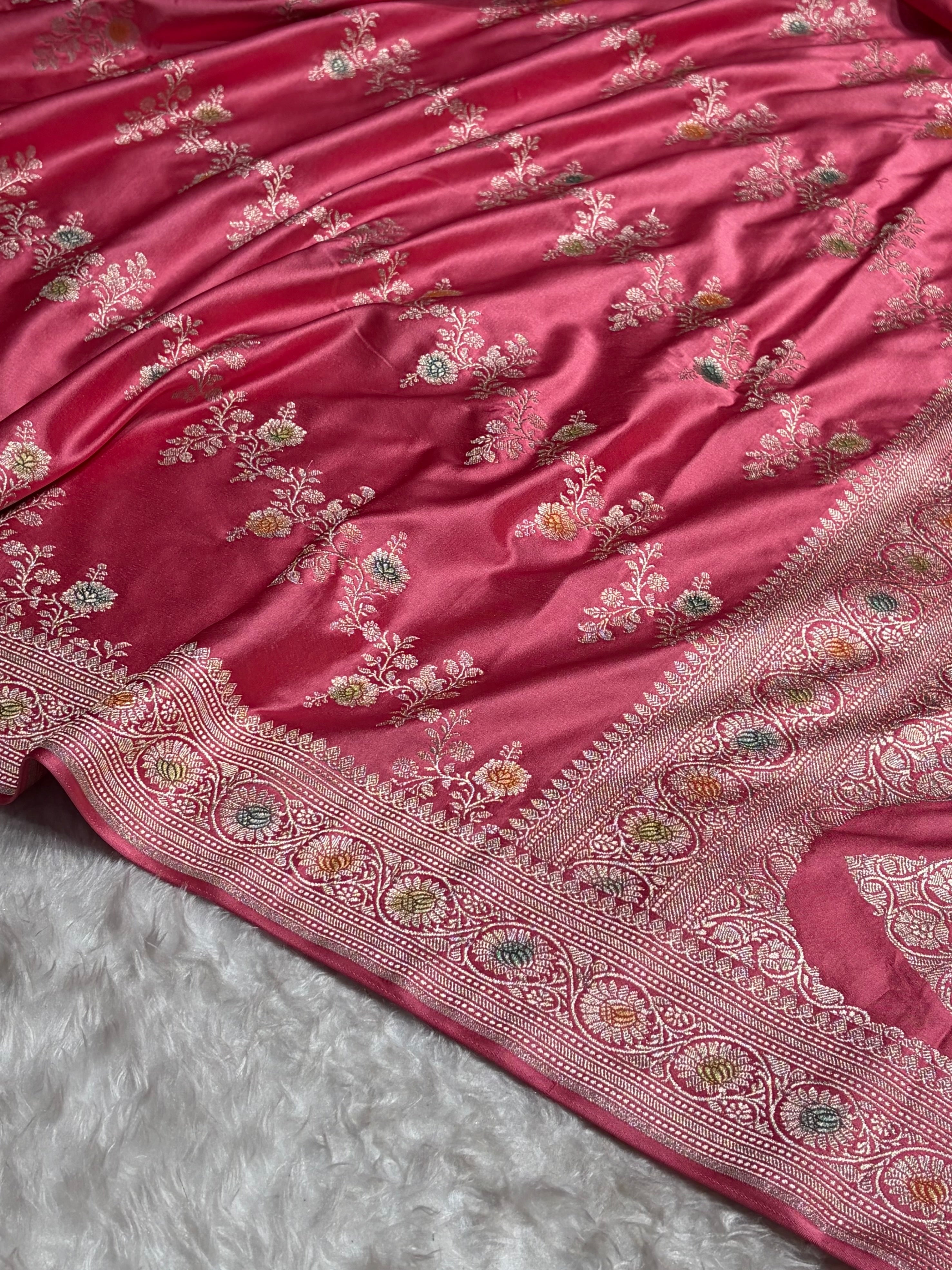 Baby Pink Minakari Banarasi Cross Mashru Silk Saree MS01