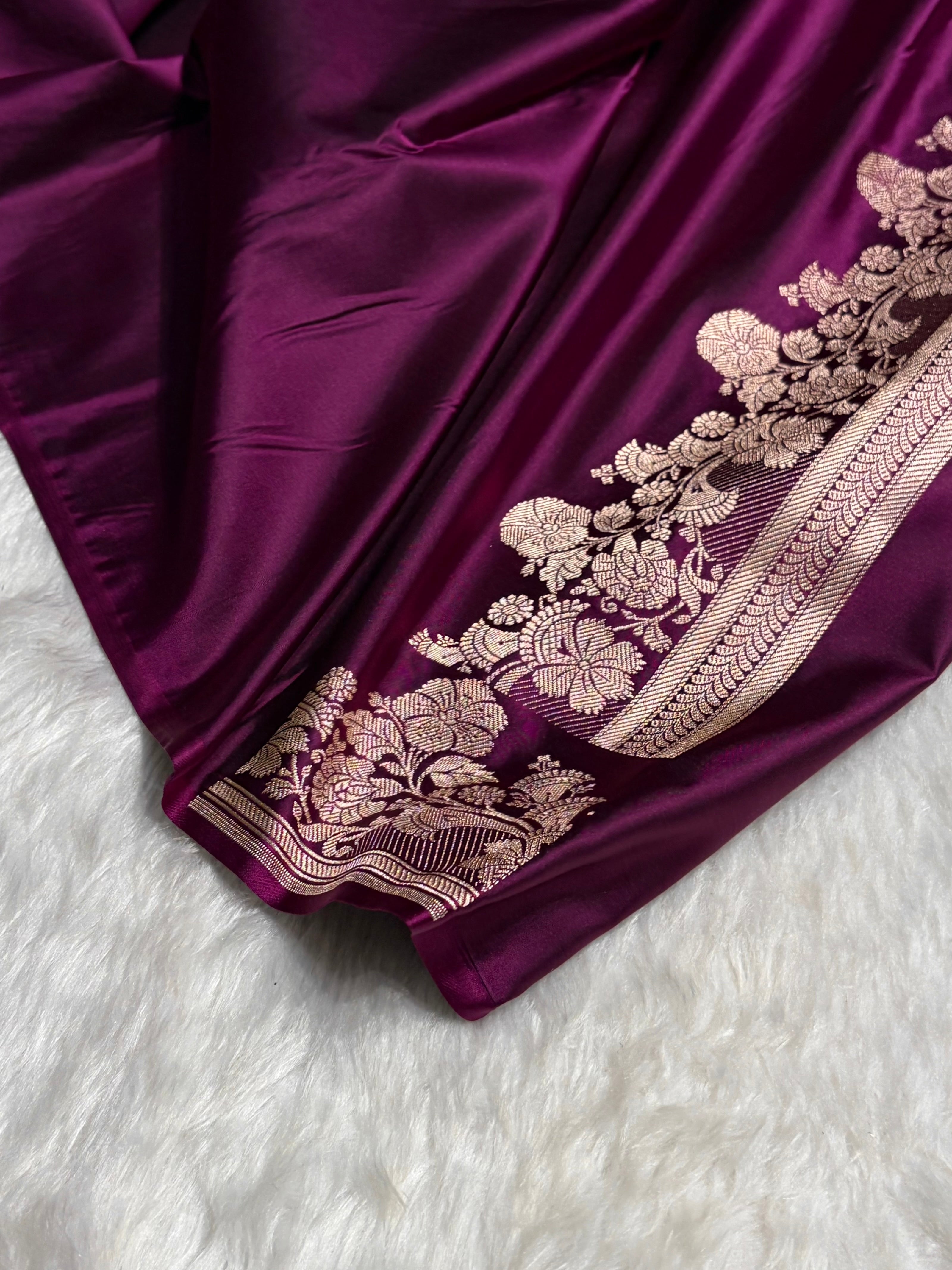 Wine Floral Boota Mashru Silk Saree MSM-43