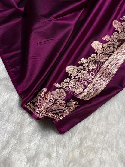 Wine Floral Boota Mashru Silk Saree MSM-43