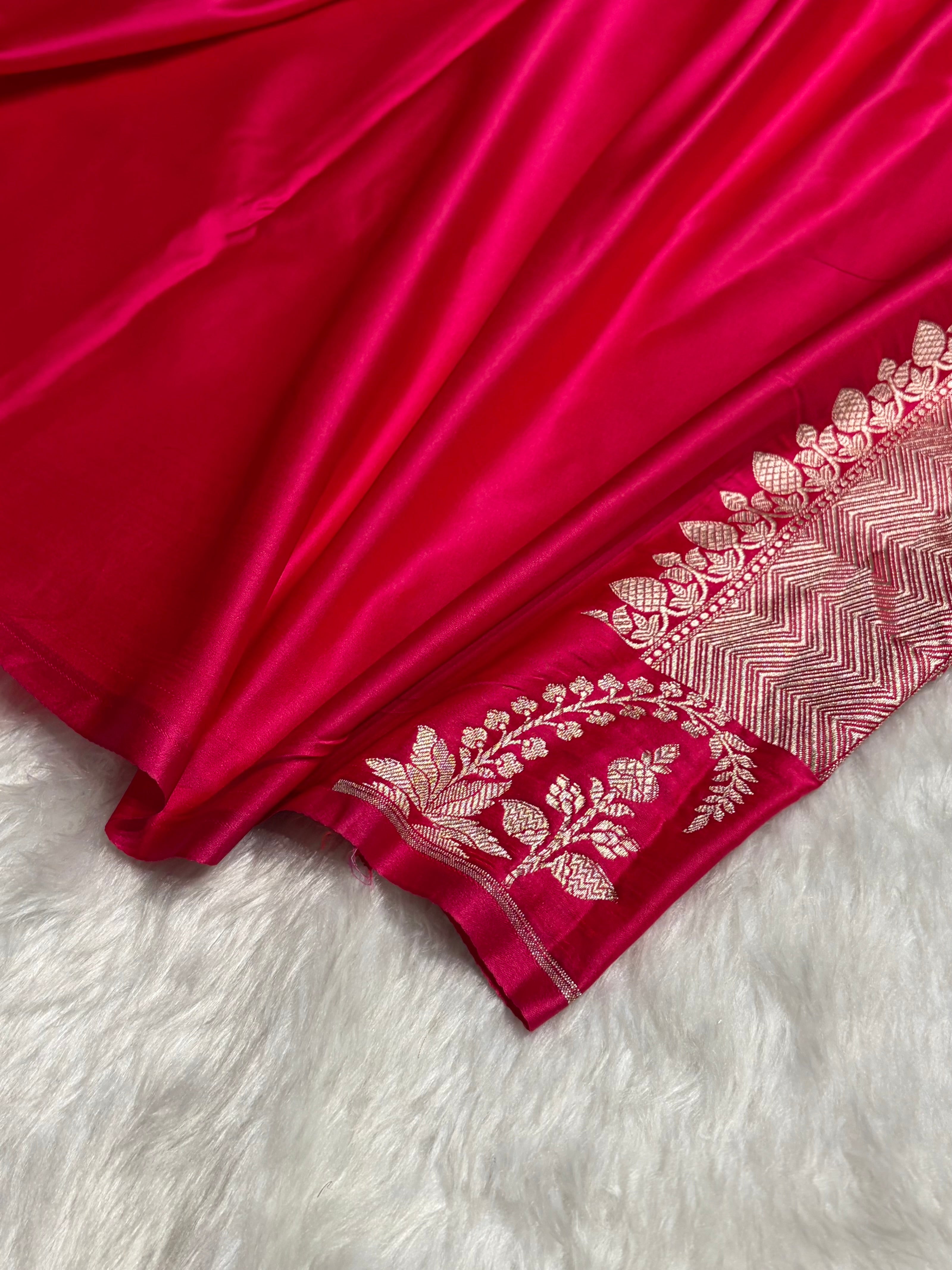 Cross Rani Boota With Floral Border Mashru Silk Saree MSM-95