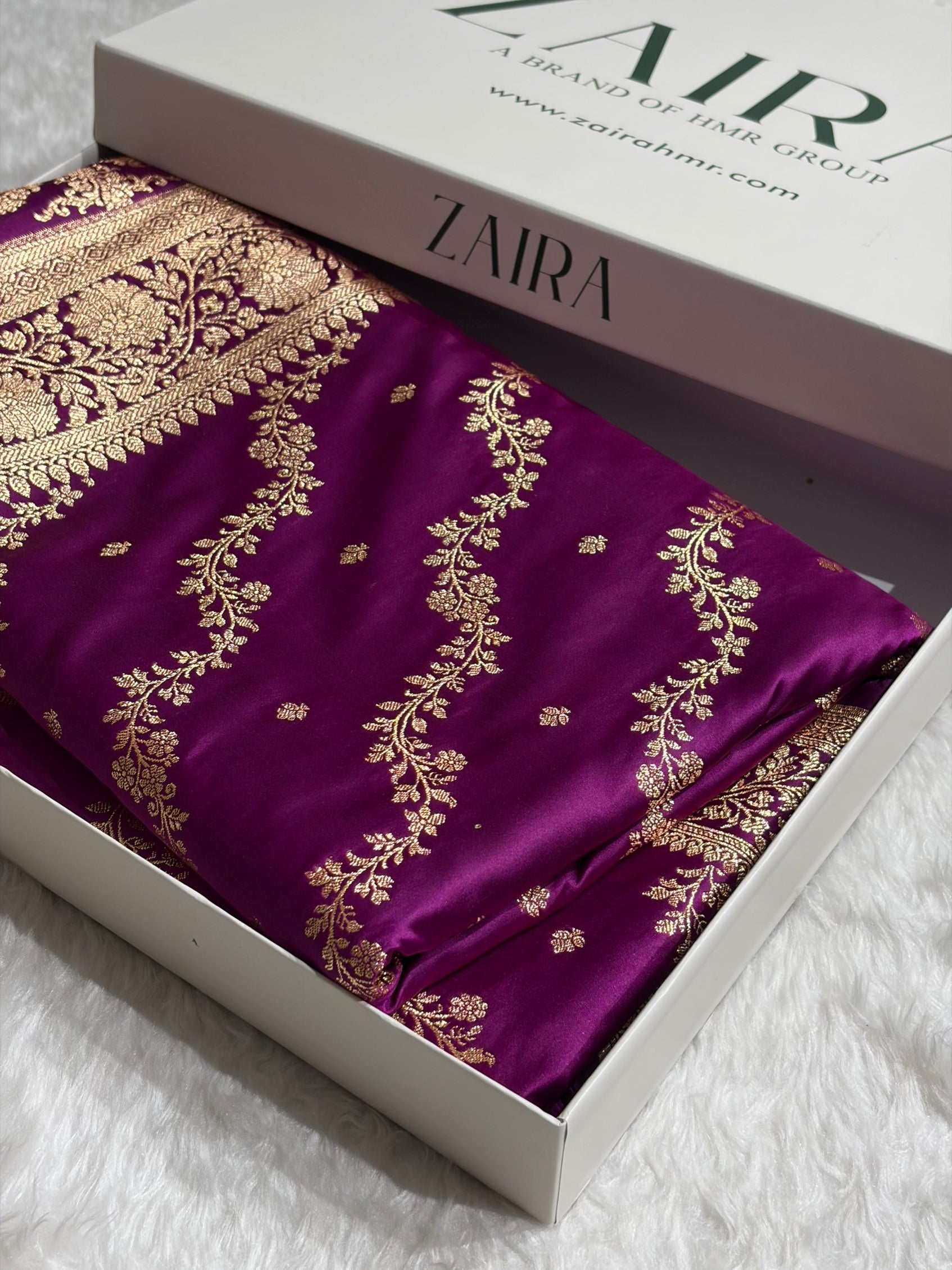 Banarasi Satin Katan Saree With Boota in Wine Shades SK108