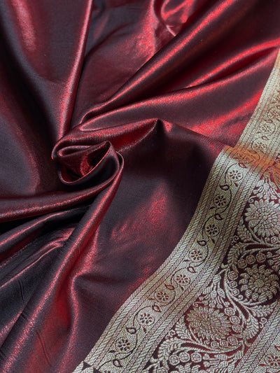 Ultra Light Weight Satin Silk Jaal in Maroon Shades SS13