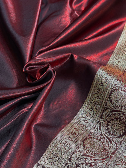 Ultra Light Weight Satin Silk Jaal in Maroon Shades SS13