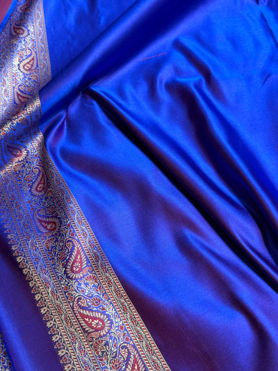 Royal Blue Jamawar Tanchoi With Minakari Jaal Katan Silk Saree SKTM-27