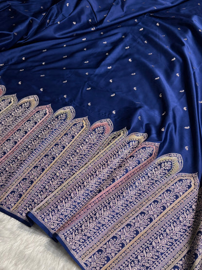 Skirt Border Royal Blue Minakari Mashru Silk Saree MS13