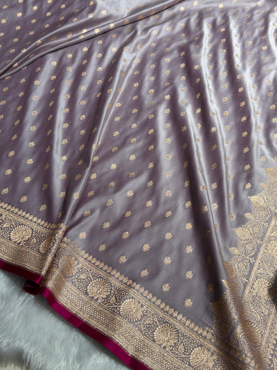 Grayish Lavender Booti Katan Silk Saree SK07