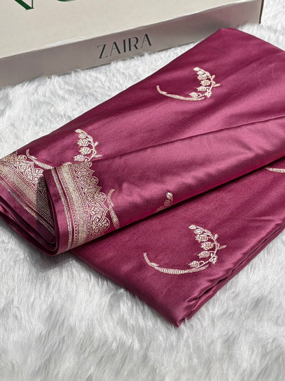 Mauve Pink Shades Unique Motif Mashru Silk Saree MS47