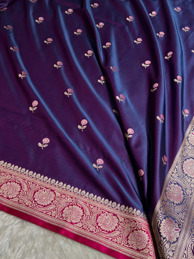 Cross Magenta / Rani Shades Banarasi Booti Pattern Mashru Silk Saree MSM-137