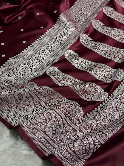 Garnet Tone Booti Mashru Silk Saree MS06
