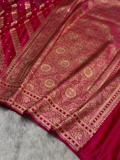 Cross Rani Shades Cross Floral Pattern Satin Katan Silk Saree SK79