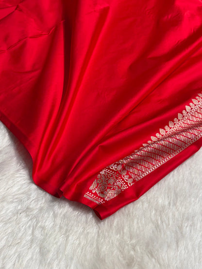 Red With Floral Border Mashru Silk Saree MSM-98