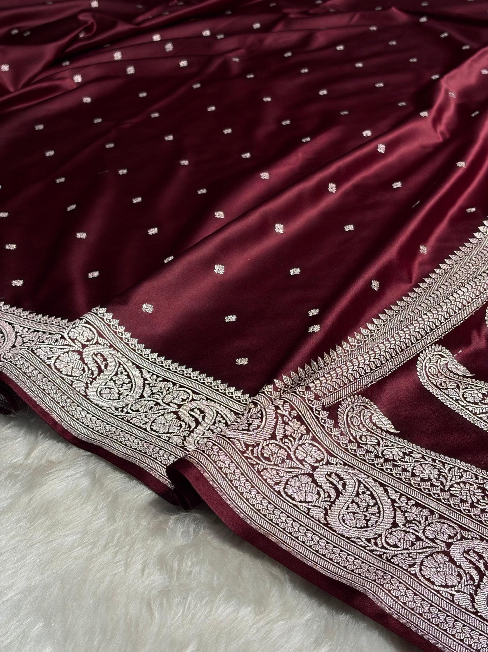 Garnet Tone Booti Mashru Silk Saree MS06
