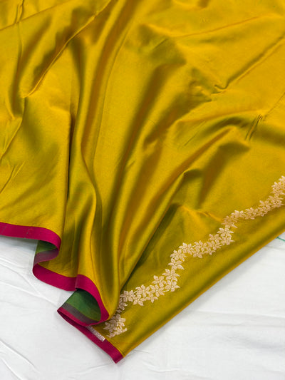 Mehndi Mauve Shade With Booti Pattern Mashru Silk Saree
