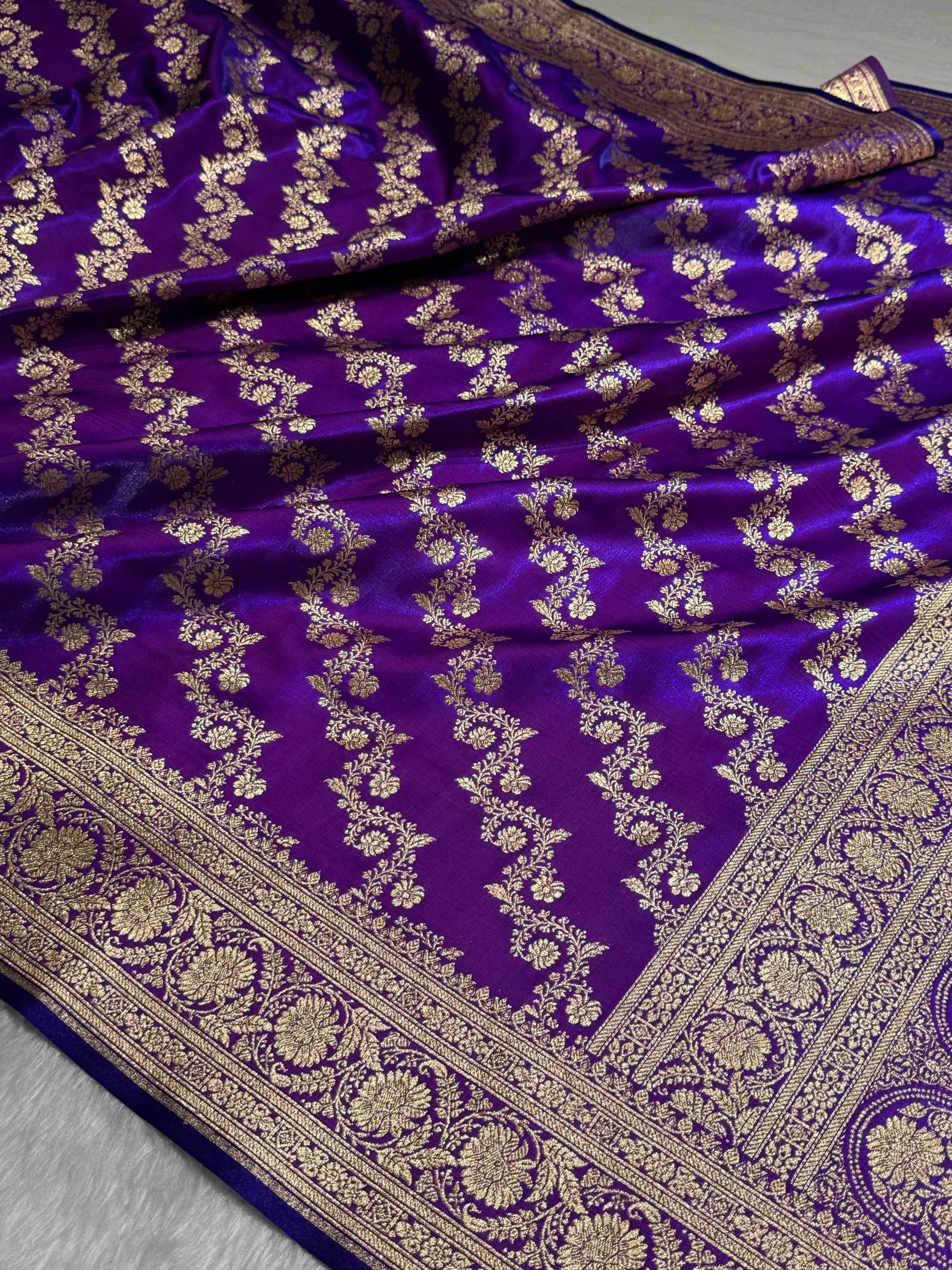 Purple Shades Banarasi Satin Silk Saree SS32