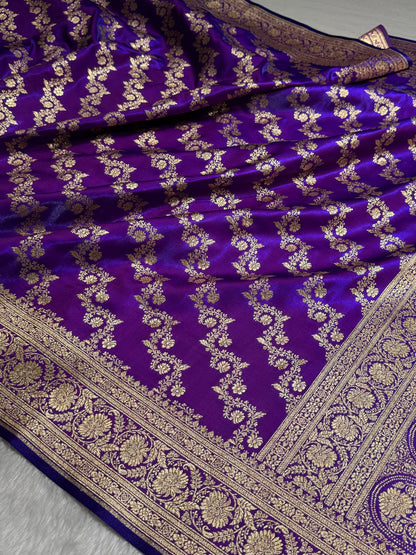 Purple Shades Banarasi Satin Silk Saree SS32