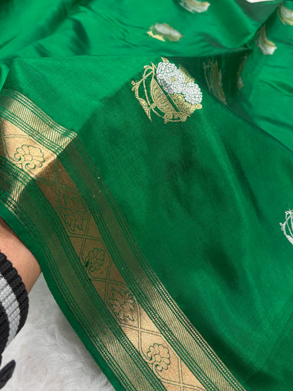 Bottle Green Boota Handwoven Paper Silk RM-29