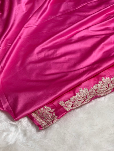 Blush Pink Shades Minakari Scallop Booti Mashru Silk Saree MCS27