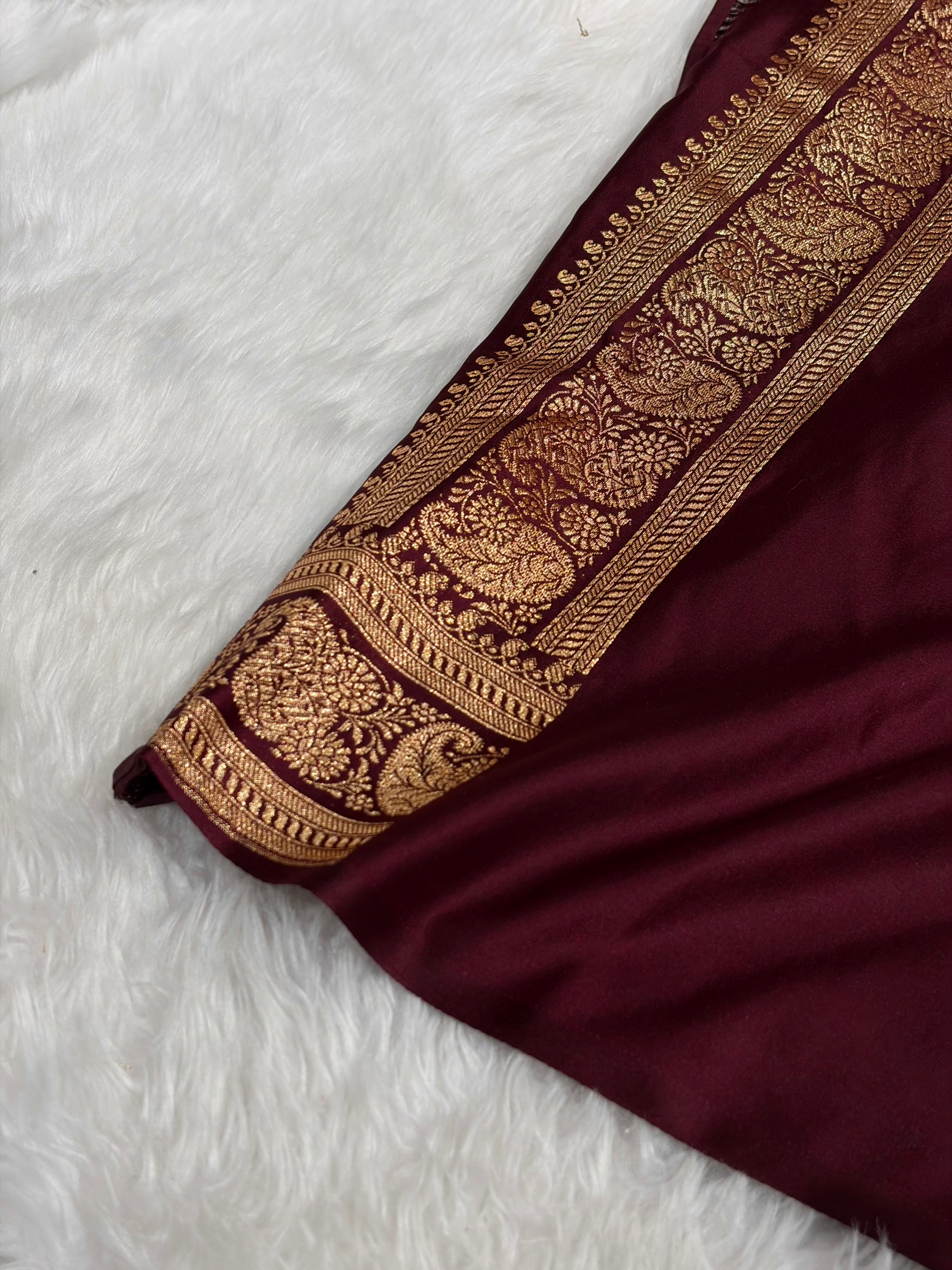 Banarasi Satin Katan Saree With Unique Boota in Chocolate Shades SK92