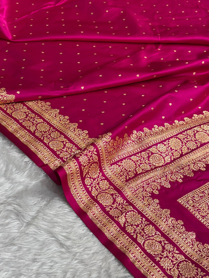 Banarasi Satin Katan Saree in Rani Shades SK91