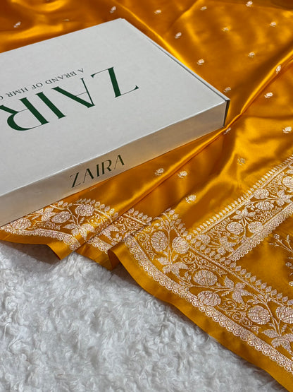Mustard Shades Banarasi Boota Pattern Floral Mashru Silk Saree MSM-118