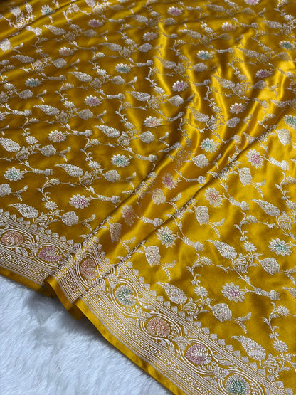 Mustard Shades In Minakari Jaal Mashru Silk Saree MS42