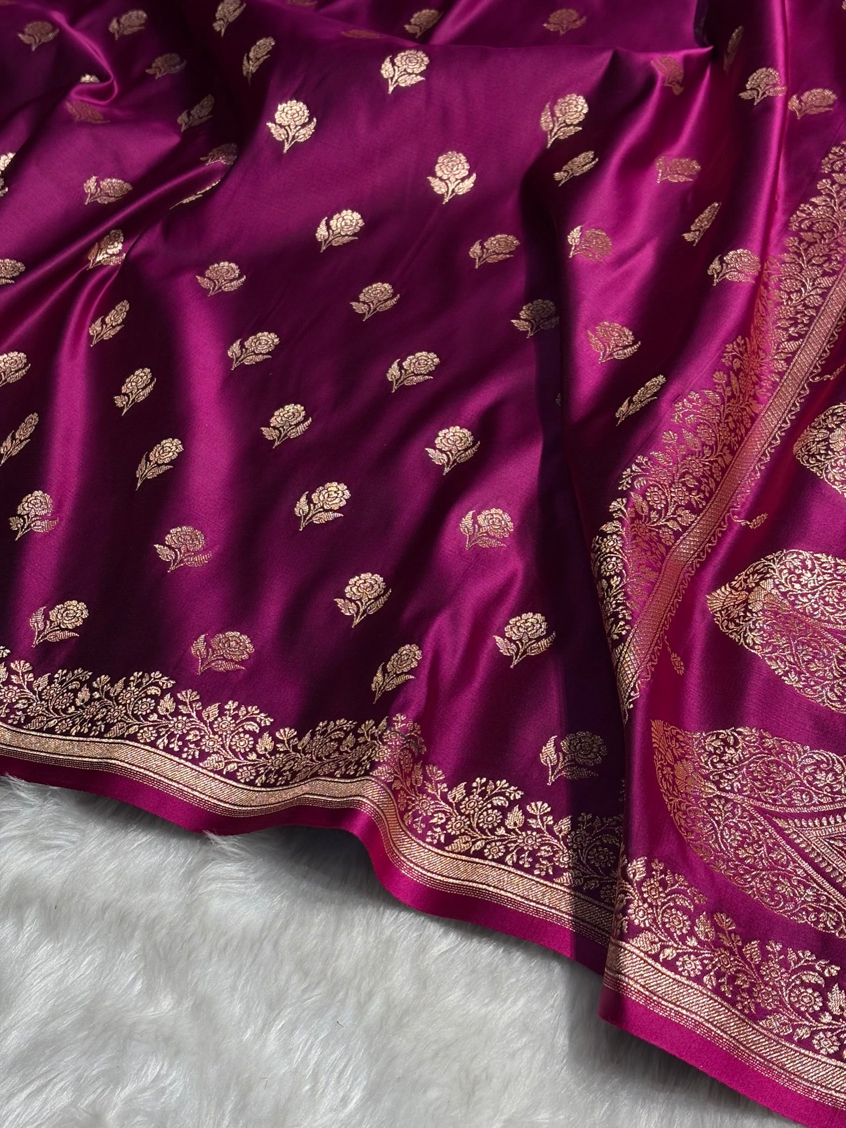 Wine Floral Booti Katan Silk Saree SK23