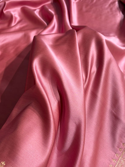 Banarasi Satin Katan Saree in Contrast Mauve & Sea Green Shades SK131