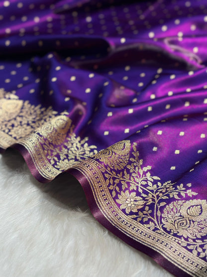 Ultra Light Weight Satin Silk Boota in Magentic Wine Shades SS31