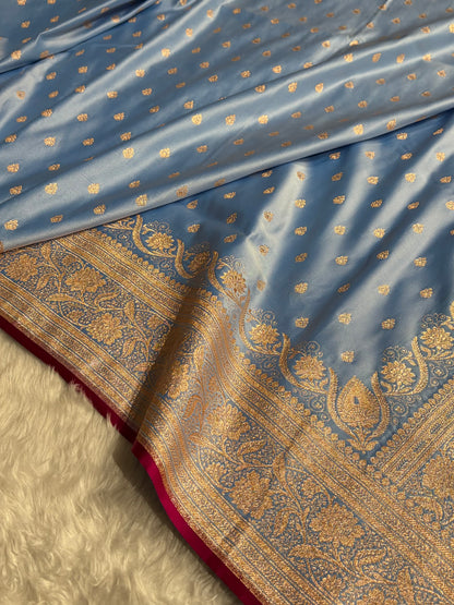Katan Silk Saree In Nile Blue Shades SK08