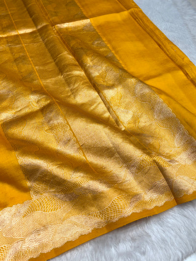 Mustard Gold Shades Handwoven Pure Paper Silk RM-62