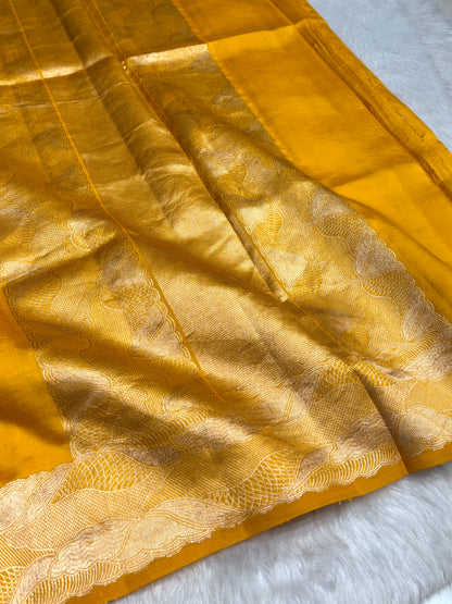 Mustard Gold Shades Handwoven Pure Raw Mango Silk RM-62