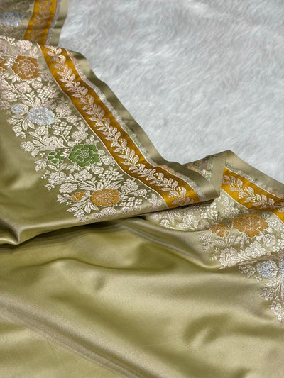 Tusser Shades Floral Minakari Skirt Border Mashru Silk Saree MSM-83