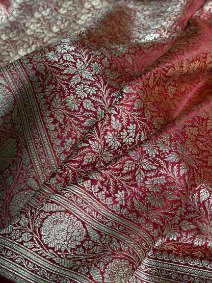 Red Shades Brocket Satin Silk Saree Banarasi Saree Shades SS30