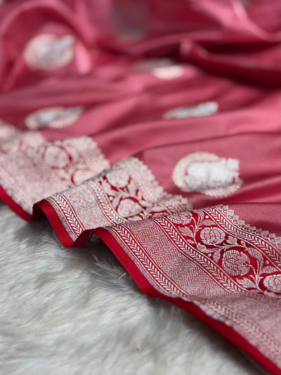Baby Pink Minakari Boota Mashru Silk Saree MCS35