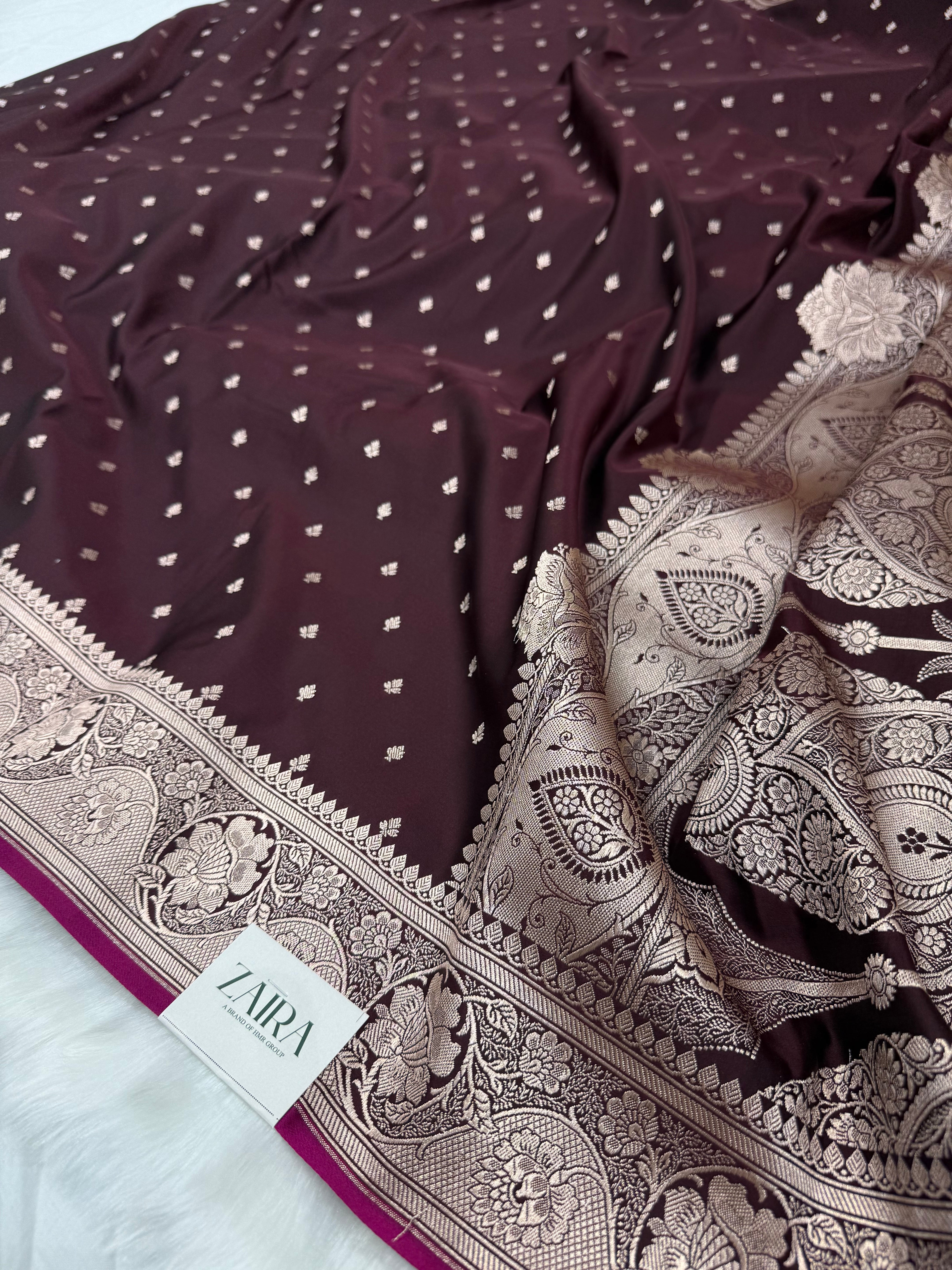 Chocolate shades Mashru Silk Saree for Festive Seasons