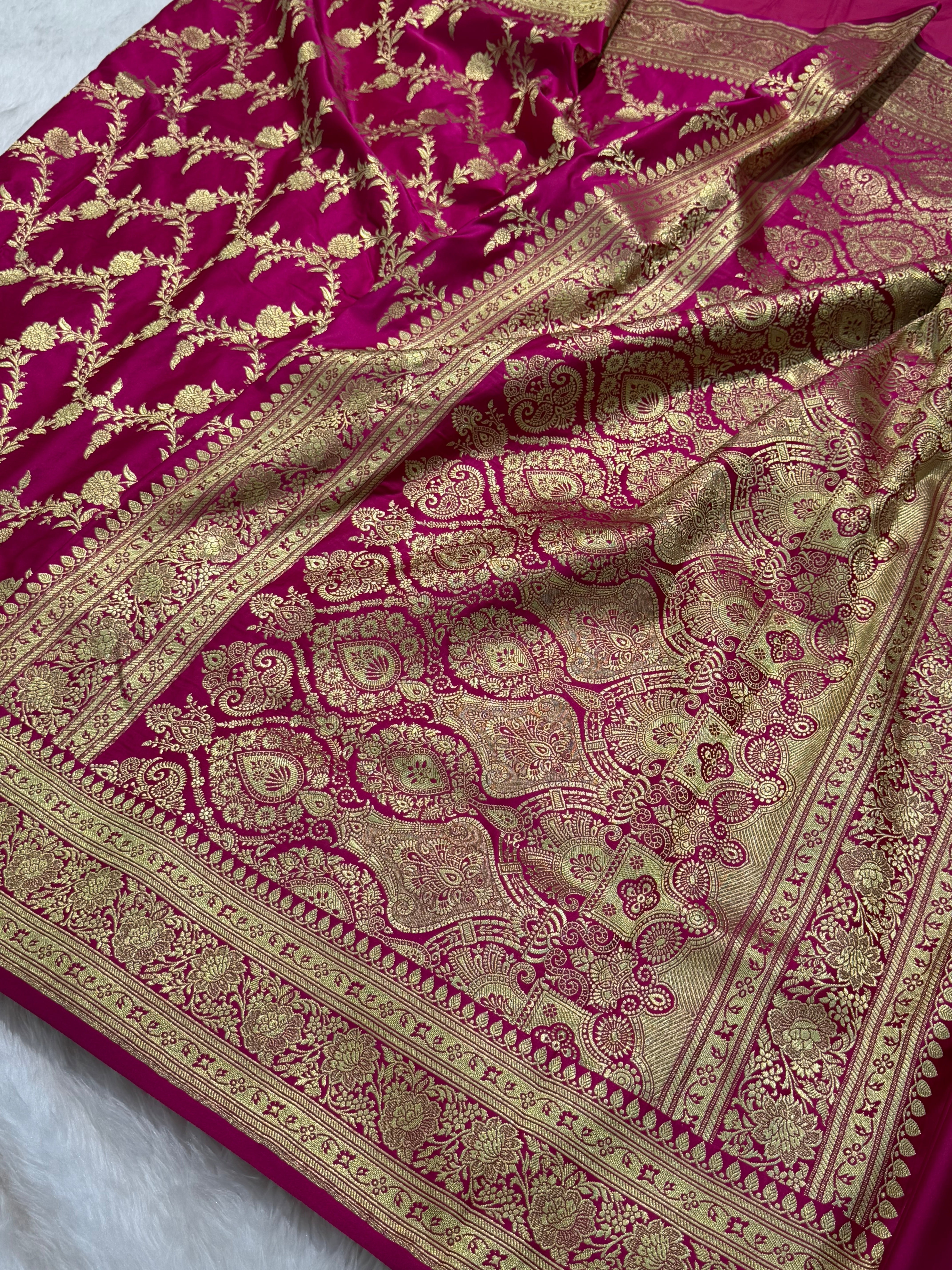 Premium Rani Banarasi Jaal Katan Silk Saree