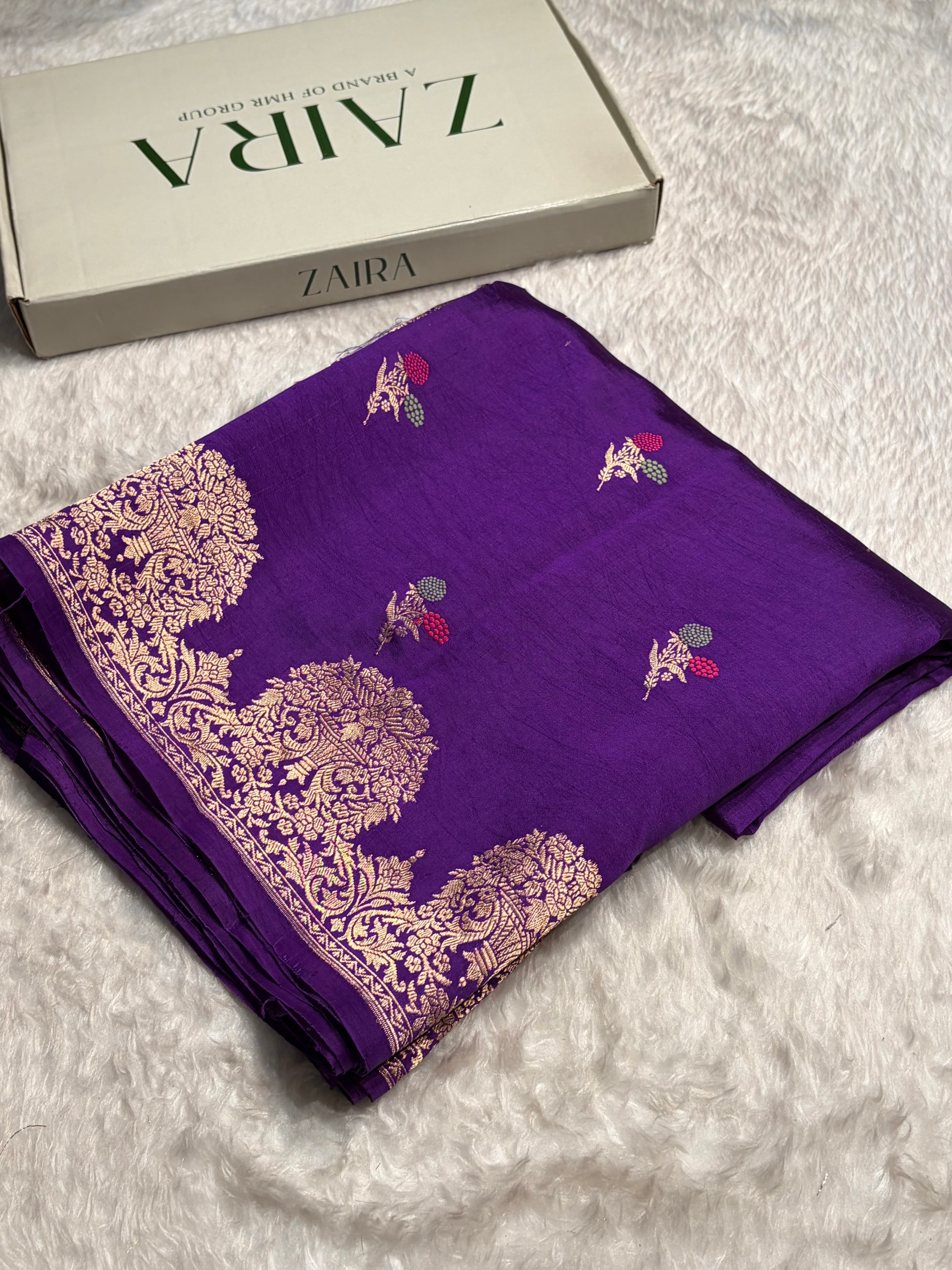 Purple Shades Minakari Handwoven Pure Raw Mango Silk RM-54