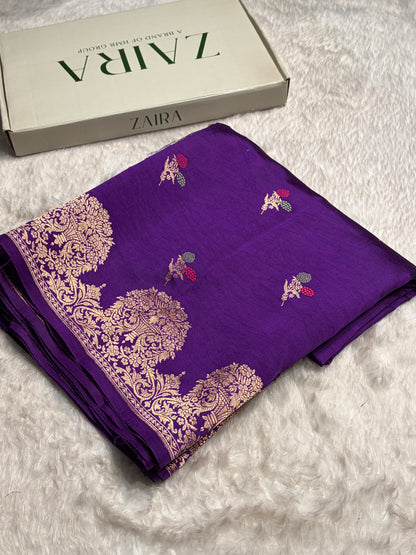 Purple Shades Minakari Handwoven Pure Raw Mango Silk RM-54