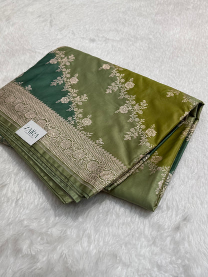 Pista Tone Rangkart Mashru Silk Saree