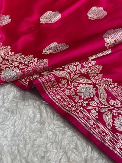 Rani Shades Banarasi Boota Pattern Minakari Floral Mashru Silk Saree MSM-122