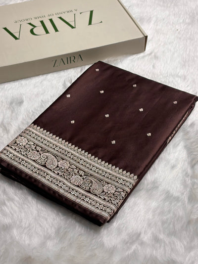 Dark Garnet Shades Booti Mashru Silk Saree MCS64