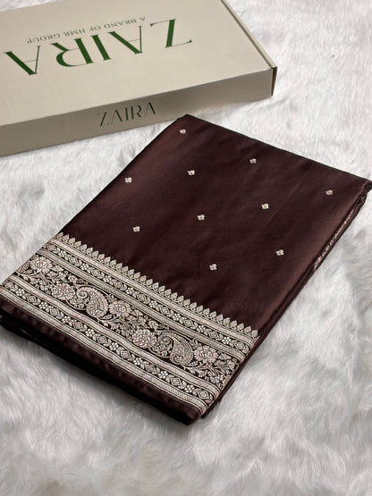 Dark Garnet Shades Booti Mashru Silk Saree MS64