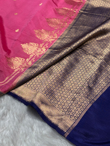 Dusty Pink with Purple Shades Handwoven Pure Raw Mango Silk RM-59