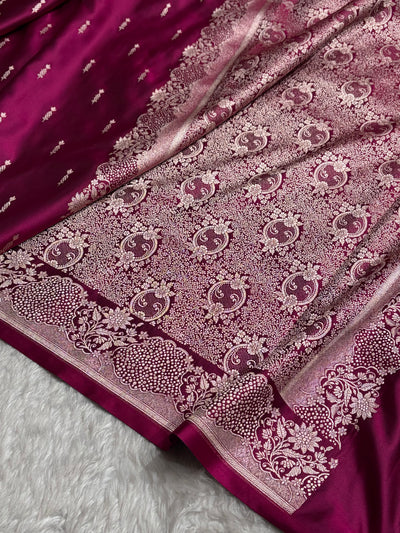 Wine Shade With Booti Pattern Mashru Silk Saree