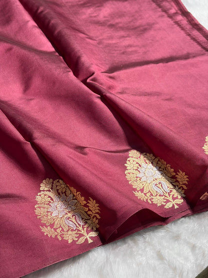 Copper Shades Banarasi Handwoven Pure Paper Katan Silk  RM-66