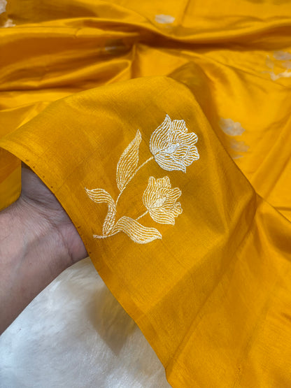 Mustard Shades Meena Boota Handwoven Paper Silk RM-35