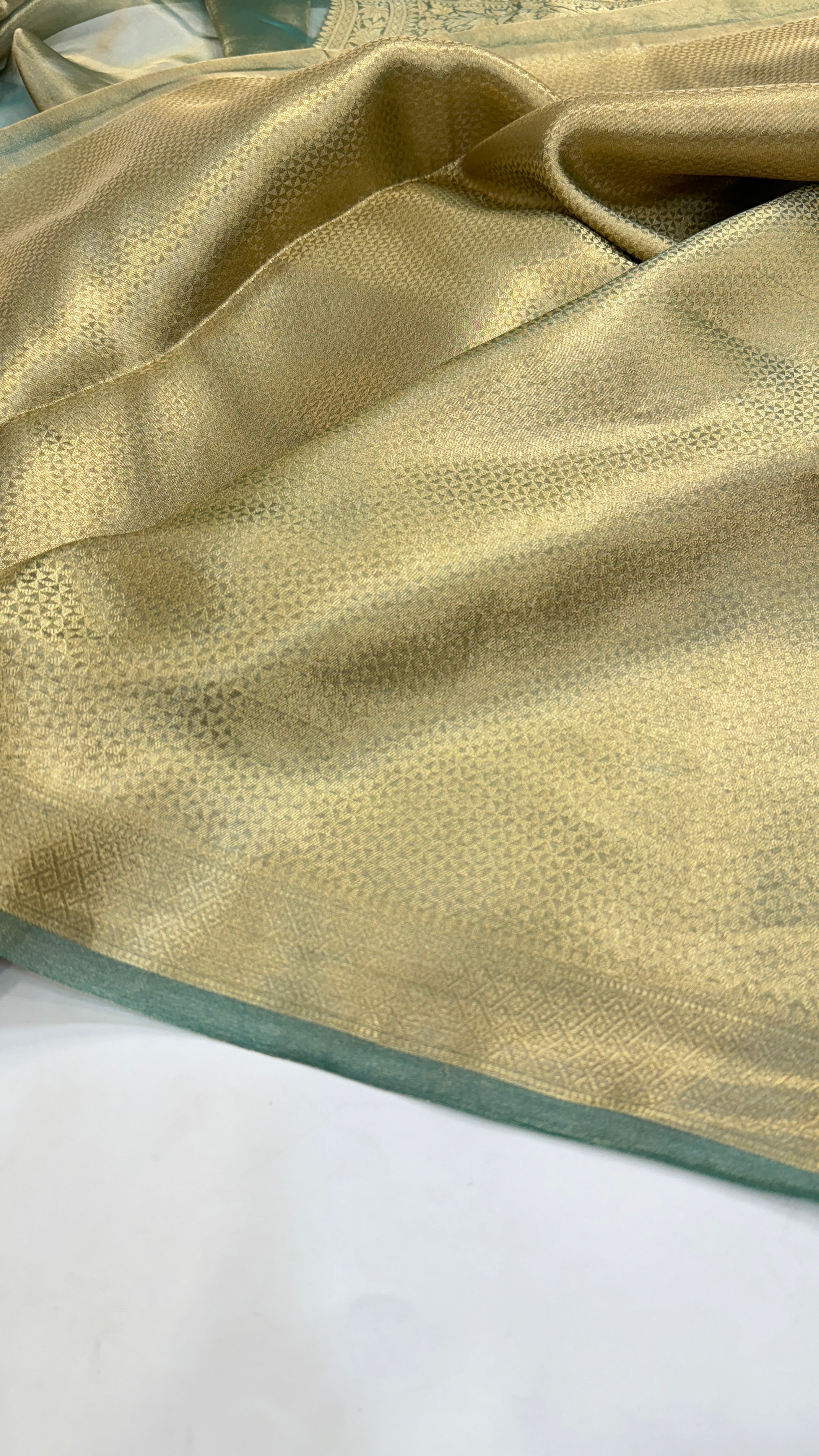 Turquoise Shade Pure Tissue Silk Saree with Brocade Blouse PT03