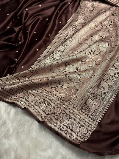 Dark Garnet Shades Booti Mashru Silk Saree MCS64