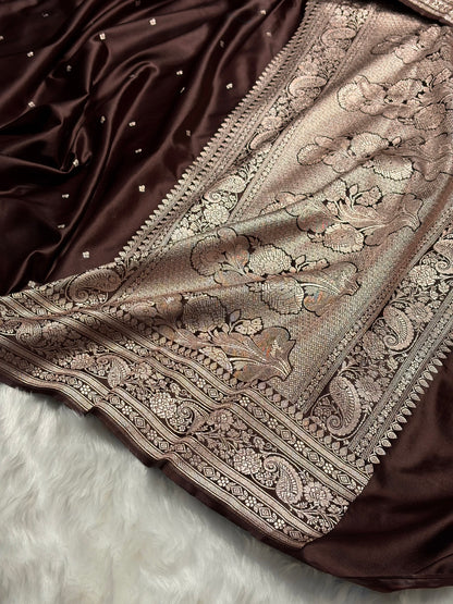 Dark Garnet Shades Booti Mashru Silk Saree MS64